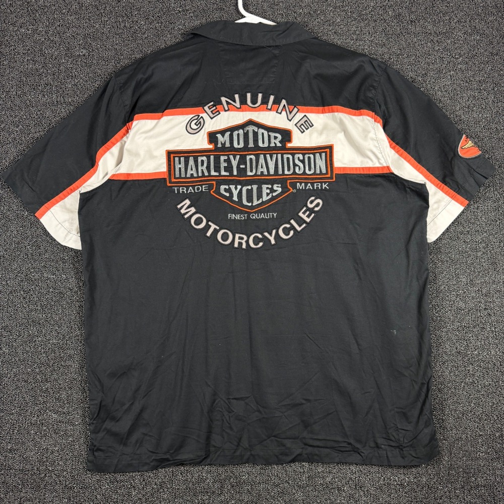 Harley-Davidson Men's XL Short Sleeve Button Up Mechanic Shirt Embroidered Biker